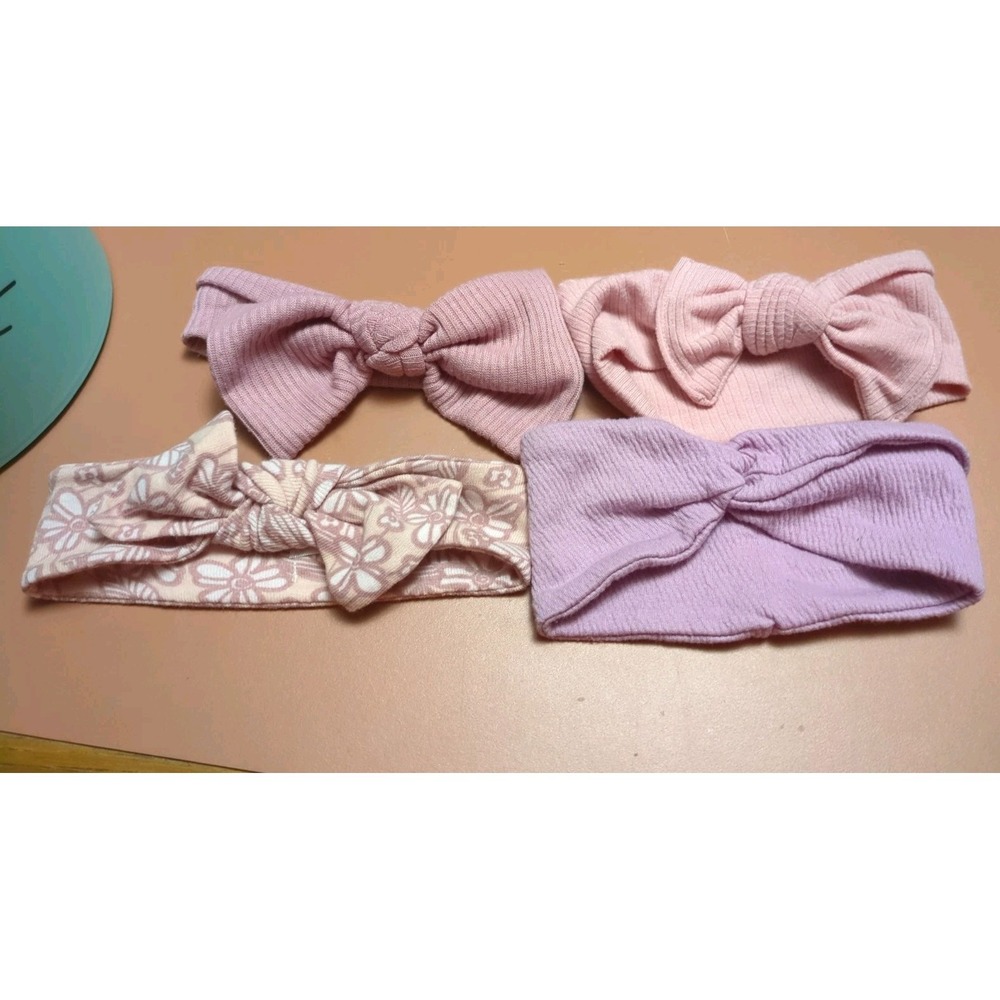Lot of 4 Baby Toddler Girl Headband Bows Variety Plus Super Cute Soft